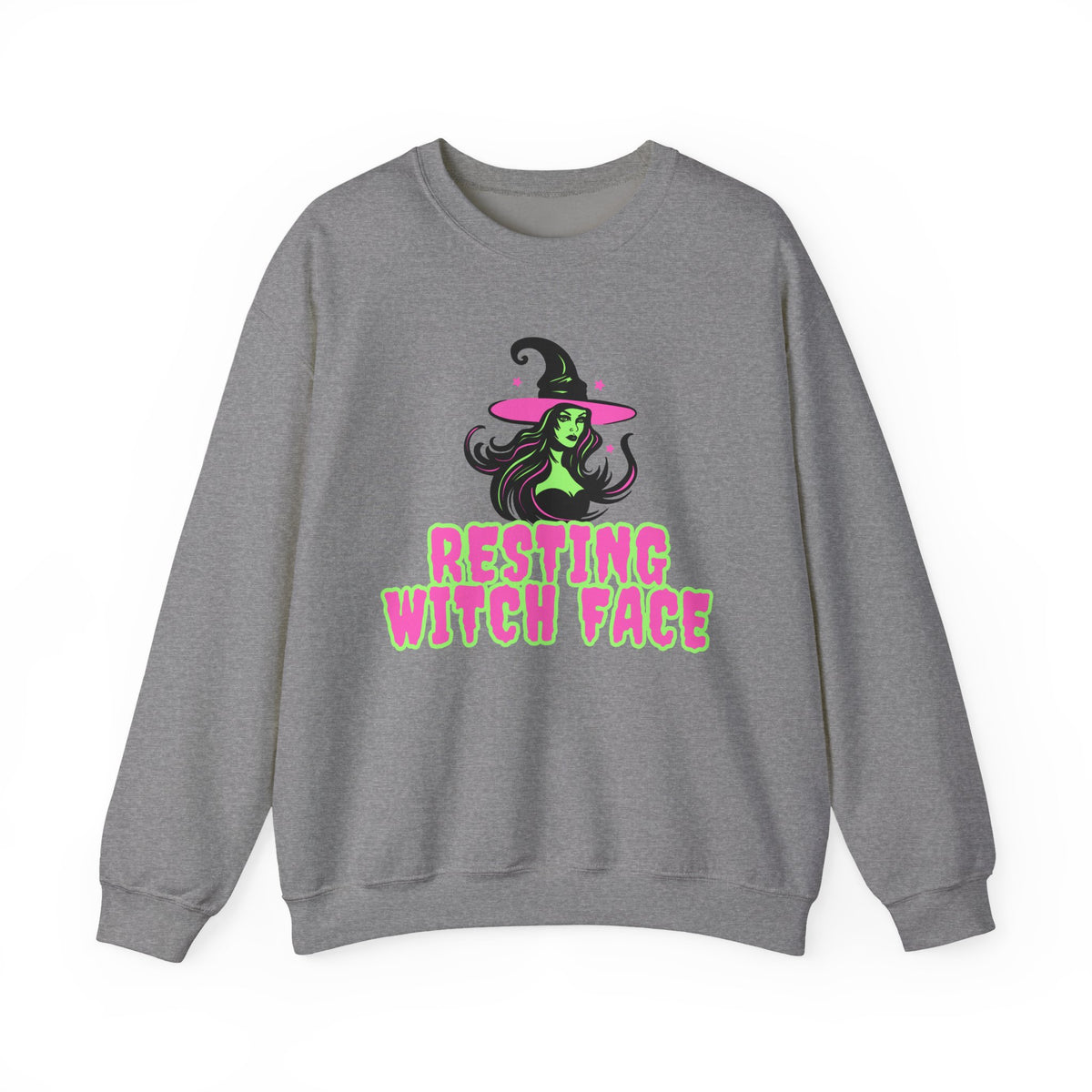 Resting Witch Face Sweatshirt - Neon Green Witch Halloween Crewneck
