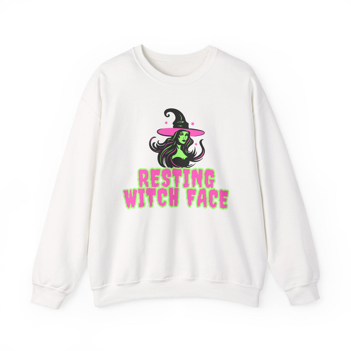 Resting Witch Face Sweatshirt - Neon Green Witch Halloween Crewneck