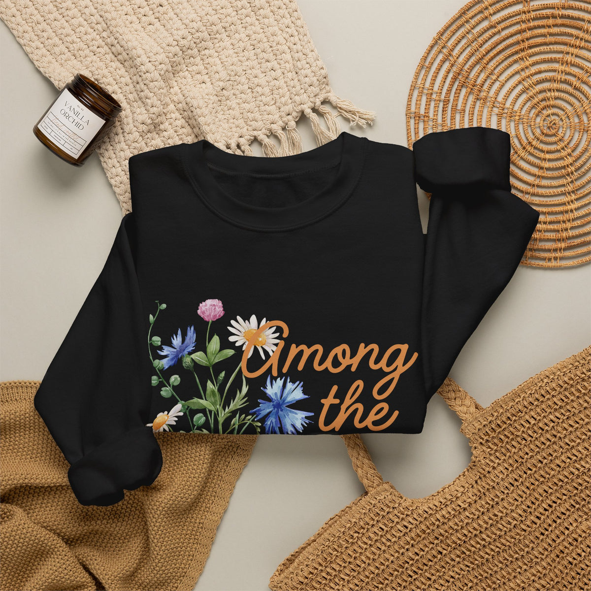 Wildflower Crewneck Sweatshirt — "Among the Wild Flowers" Floral Pullover