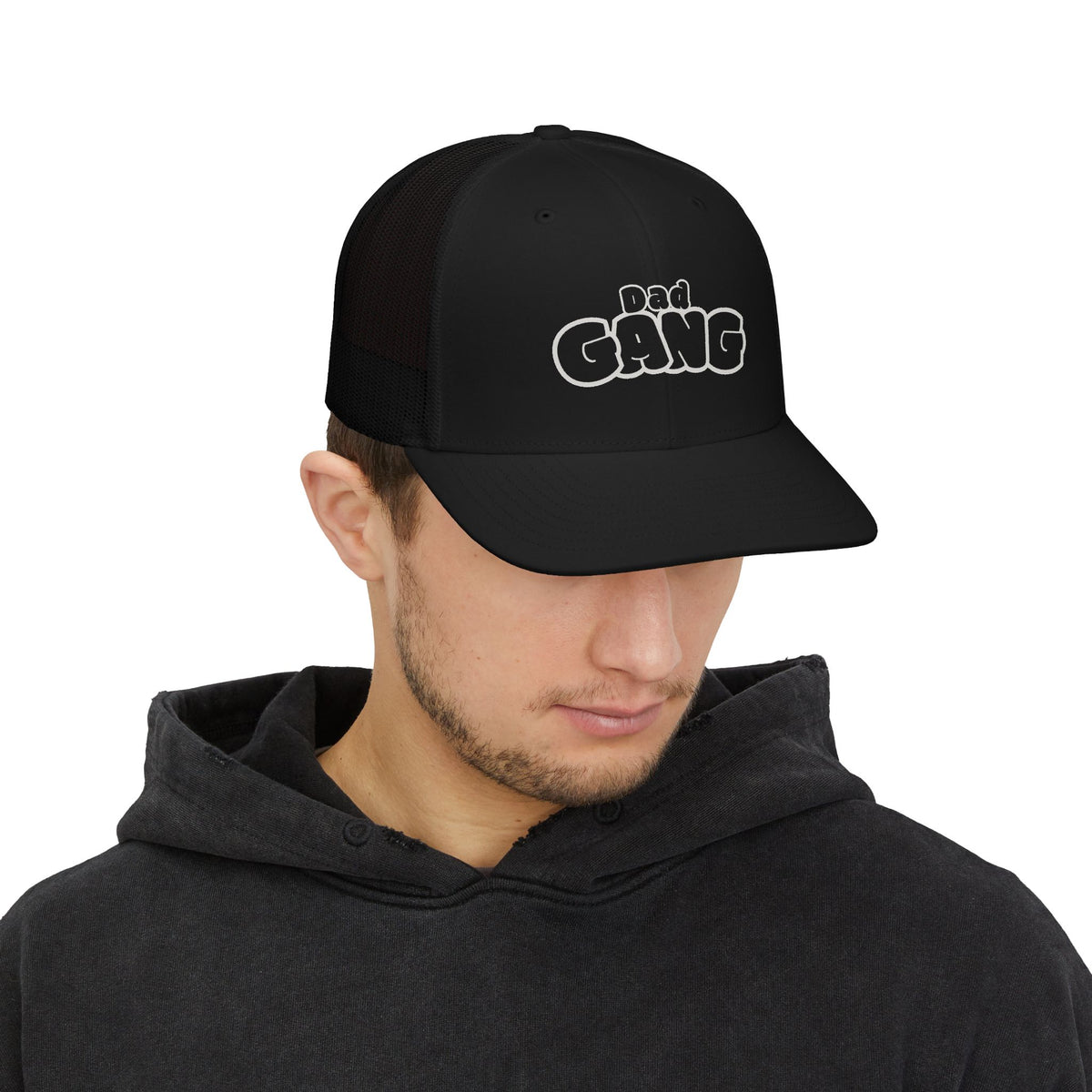 Dad Gang Snapback Trucker Hat — Embroidered Retro Dad Cap, Father's Day Gift