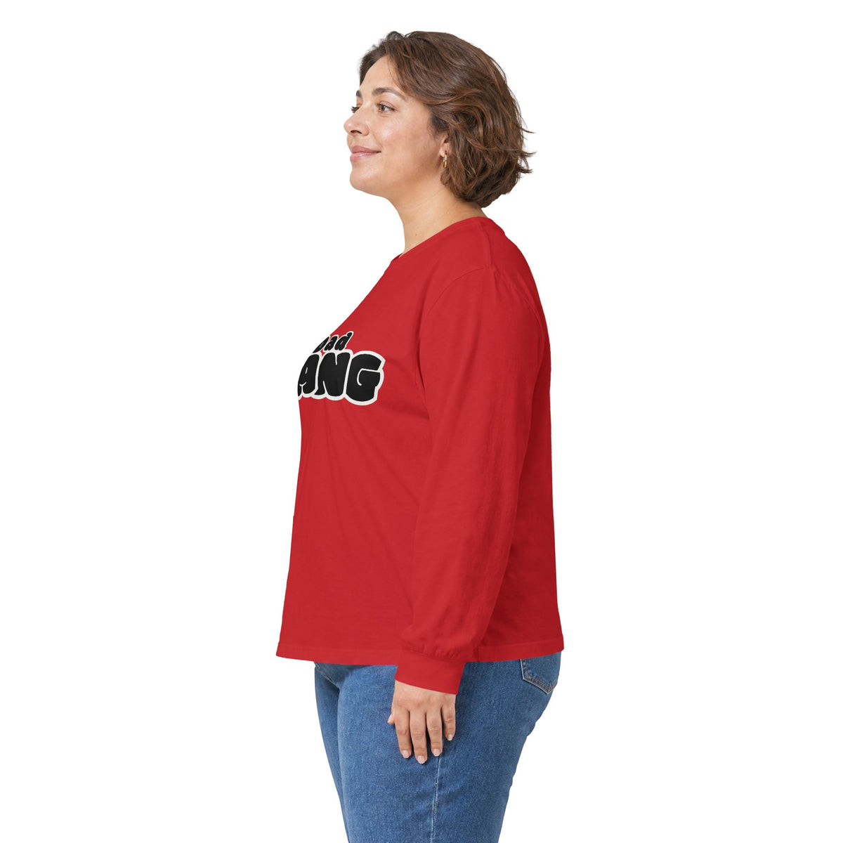 Dad Gang Long Sleeve Tee — Retro Bubble Letter Graphic
