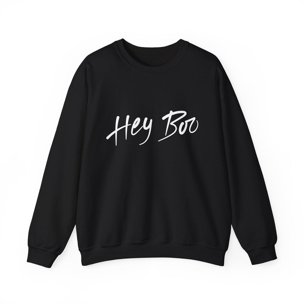 Hey Boo Crewneck Sweatshirt — Casual Script Graphic Pullover