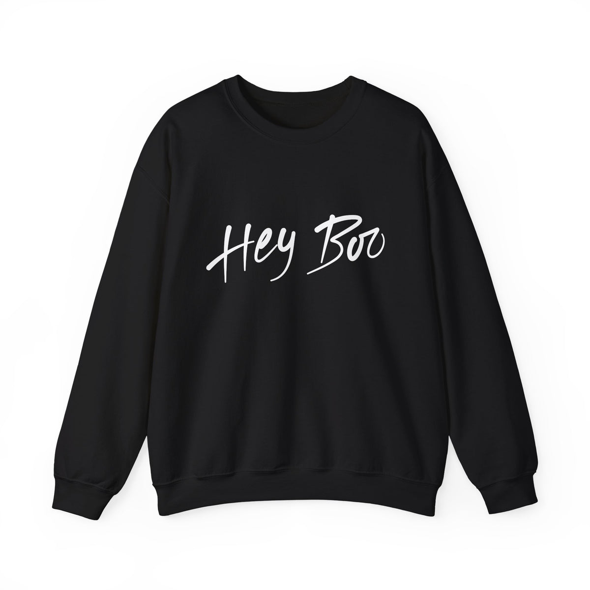Hey Boo Crewneck Sweatshirt — Casual Script Graphic Pullover