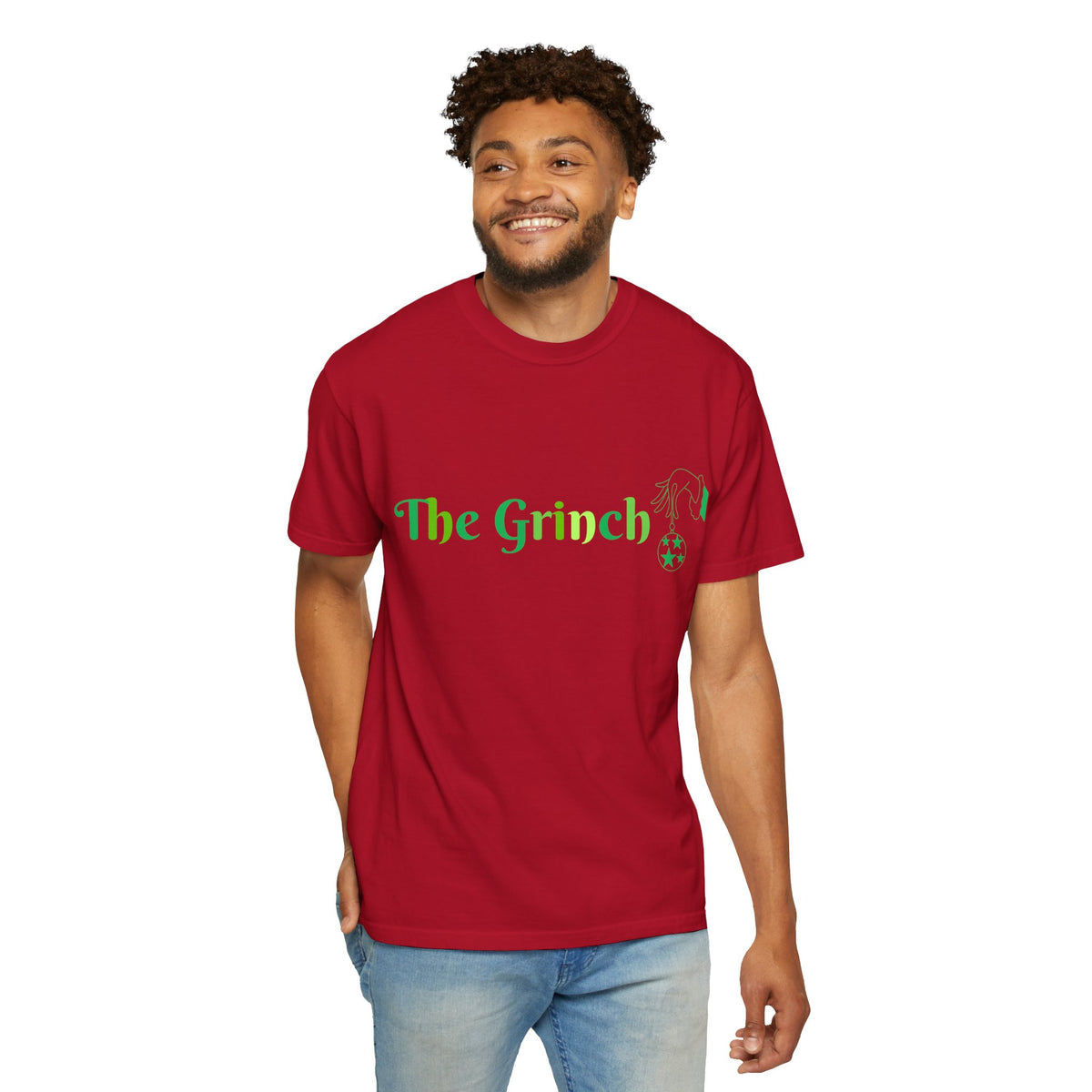 Funny Holiday T-Shirt — "THE GRINCH" with Colorful Christmas Lights
