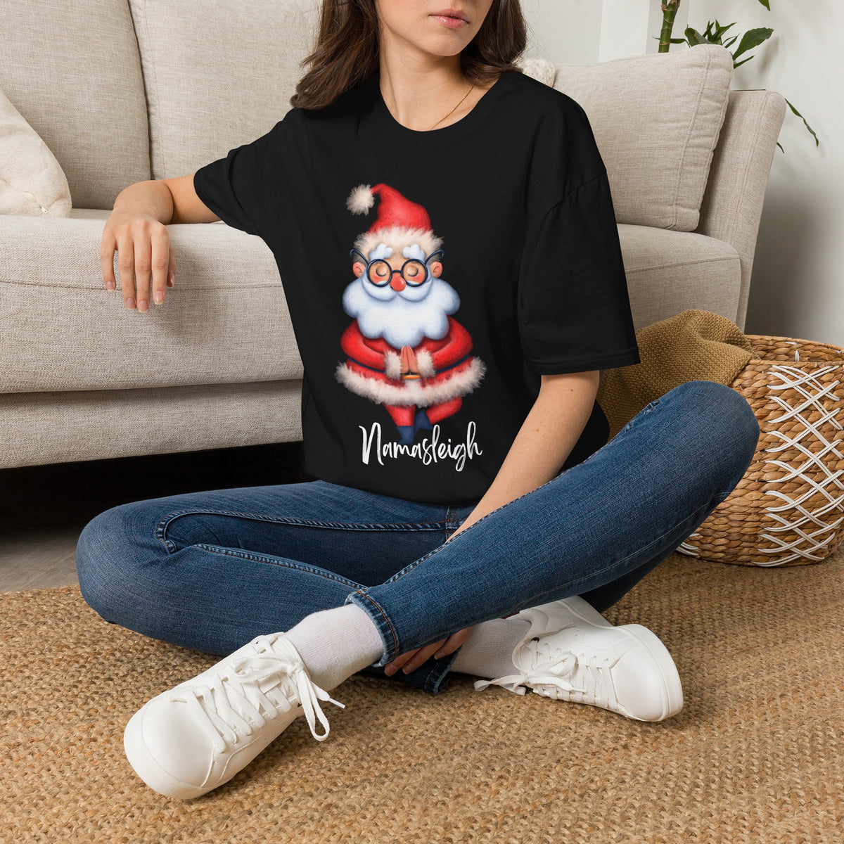 Namastleigh Santa T-Shirt – Funny Christmas Yoga Holiday Tee