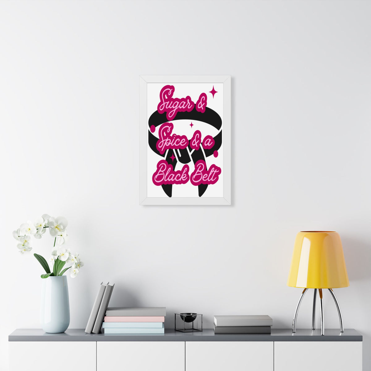 Framed Poster — "Sugar & Spice & a Black Belt" Martial Arts Wall Art