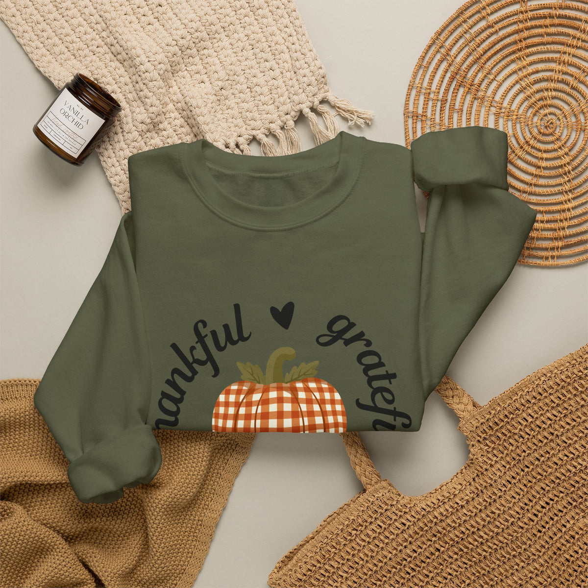 Thankful Grateful Blessed Sweatshirt — Pumpkin Fall Crewneck