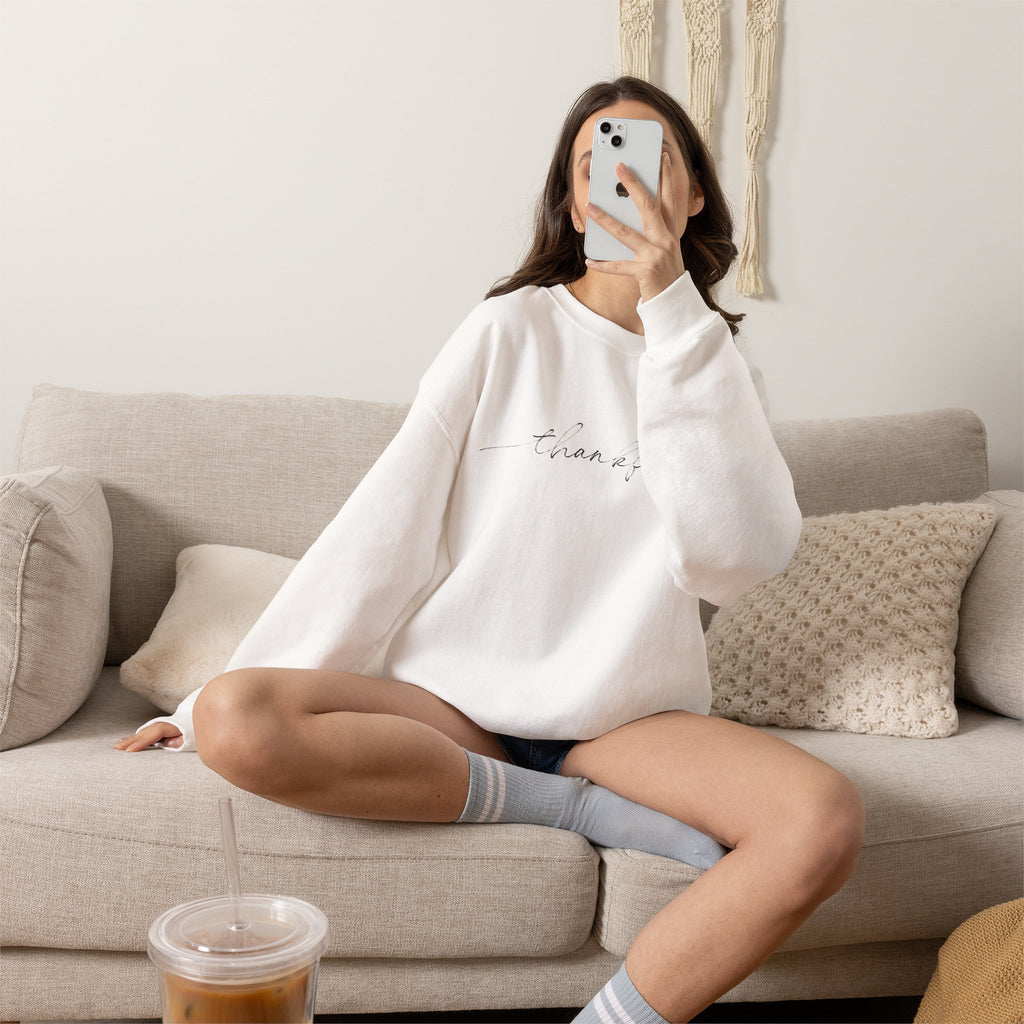 Thankful Script Crewneck Sweatshirt