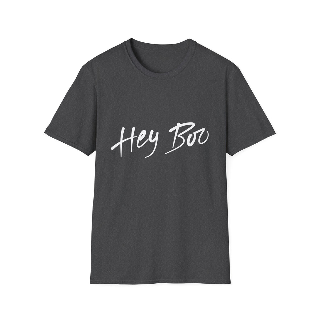 Hey Boo T-Shirt — Casual Script Graphic Tee for Couples & Friends