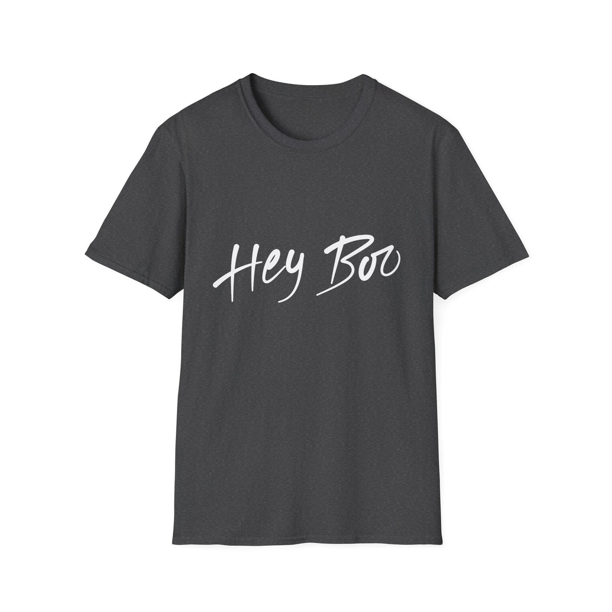 Hey Boo T-Shirt — Casual Script Graphic Tee for Couples & Friends