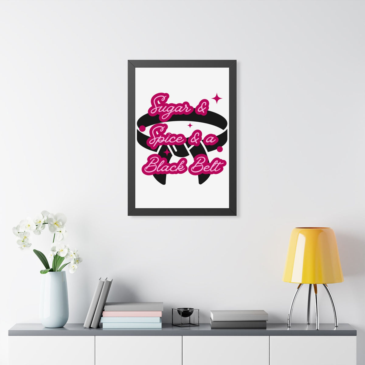 Framed Poster — "Sugar & Spice & a Black Belt" Martial Arts Wall Art