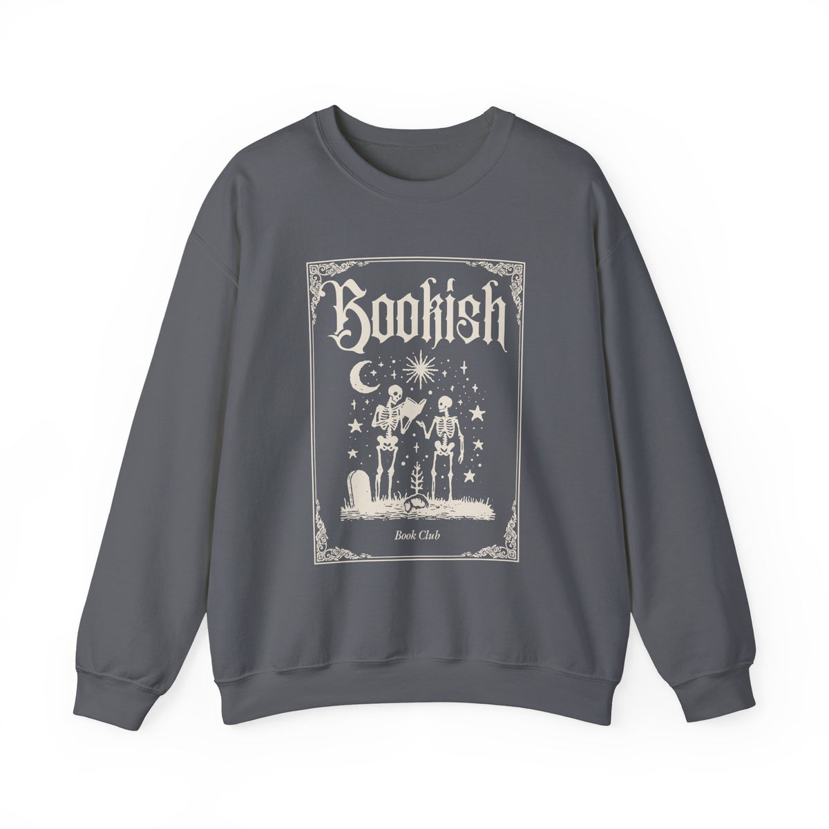 Bookish Bookclub Sweatshirt — Gothic Skeleton Reading Graphic