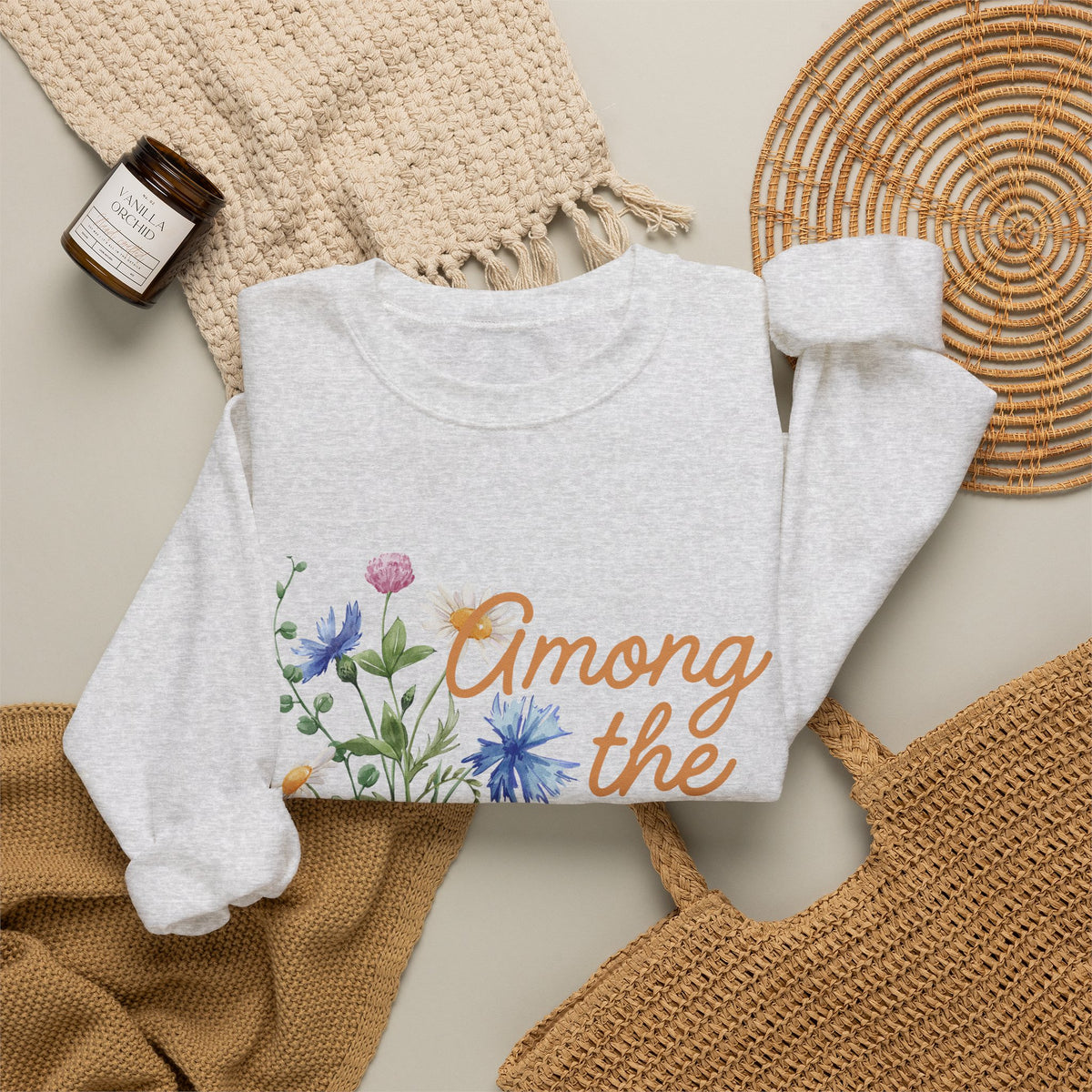 Wildflower Crewneck Sweatshirt — "Among the Wild Flowers" Floral Pullover