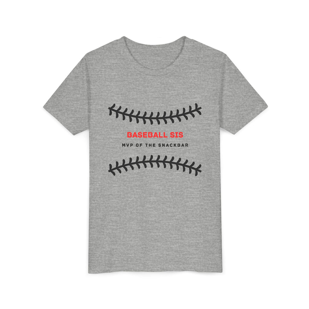 Baseball Sis Youth Tee — 'Baseball Sis: MVP of the Snackbar' Soft Kids’ Sports Shirt