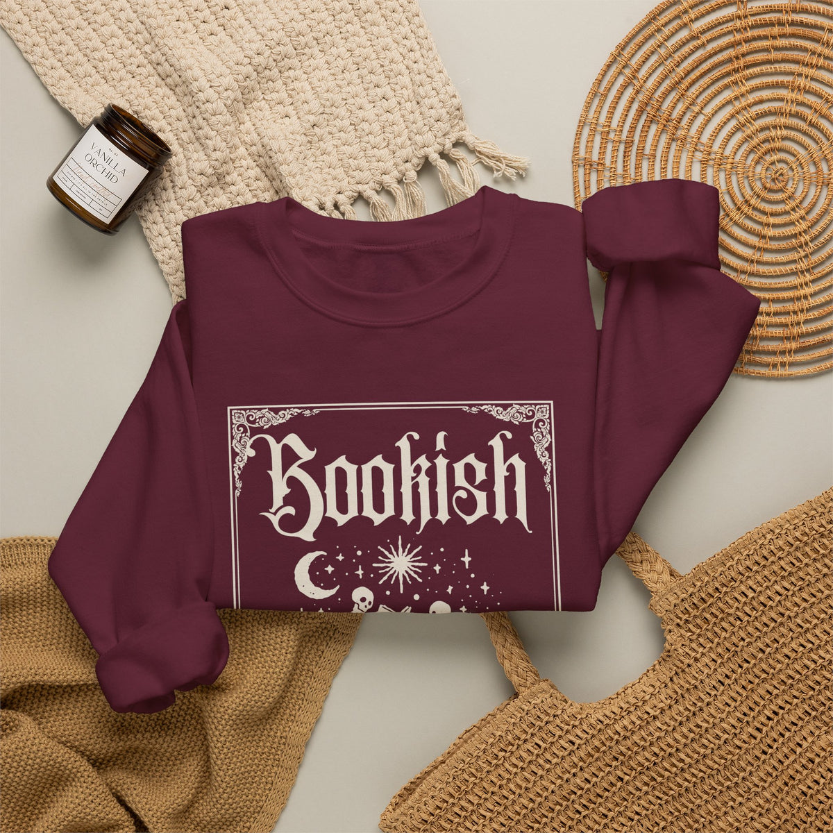 Bookish Bookclub Sweatshirt — Gothic Skeleton Reading Graphic