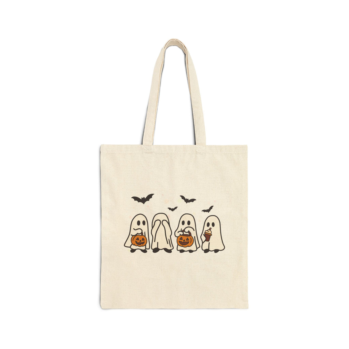 Halloween Ghosts Cotton Tote Bag — Cute Trick-or-Treat Pumpkin Ghosts Tote