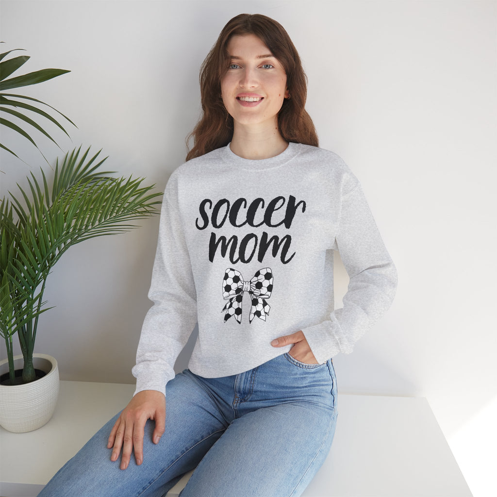 Soccer Mom Crewneck Sweatshirt – Cute Soccer Ball Bow Graphic