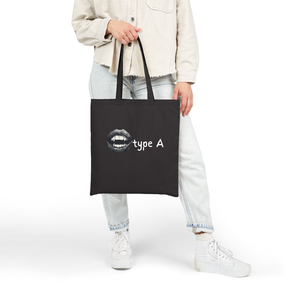 Type A Graphic Tote Bag — Bold Lips Design Cotton Canvas Tote