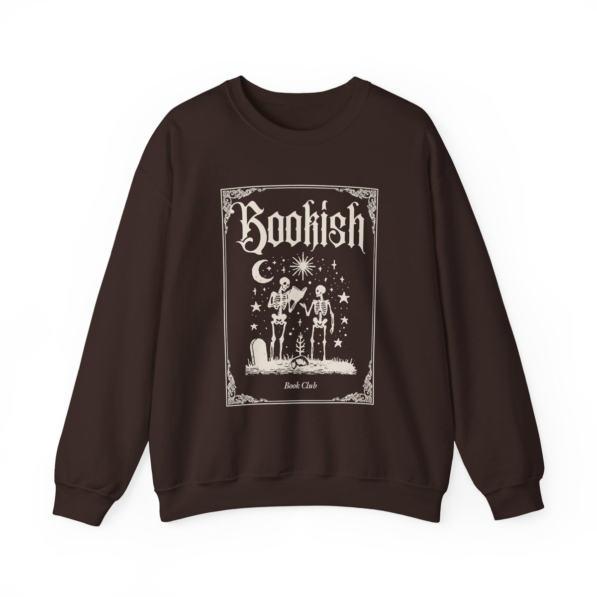 Bookish Bookclub Sweatshirt — Gothic Skeleton Reading Graphic