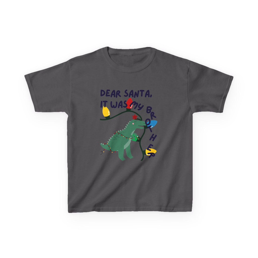 Kids Tee — Dear Santa, It Was My Brother Funny Dino Christmas Shirt