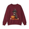 Halloween Witch Cat Sweatshirt — Cute Black Kitten with Jack-O'-Lantern