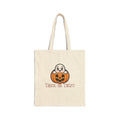 Halloween Trick or Treat Tote Bag — Cute Ghost in Pumpkin Canvas Tote