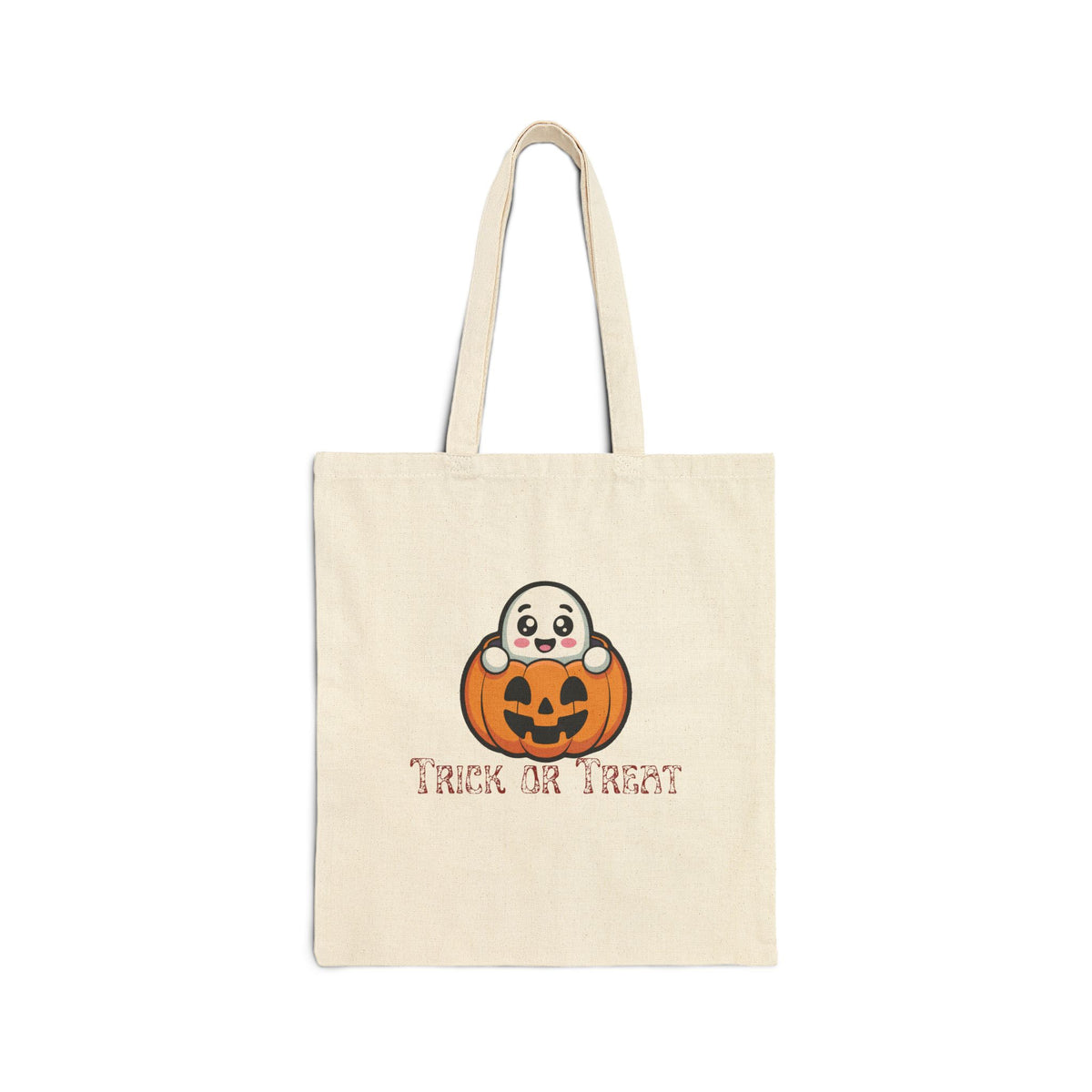 Halloween Trick or Treat Tote Bag — Cute Ghost in Pumpkin Canvas Tote
