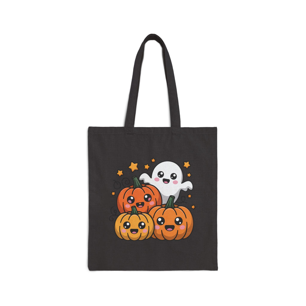Halloween Pumpkin Ghost Tote Bag — Cute Spooky Cotton Canvas Grocery Tote