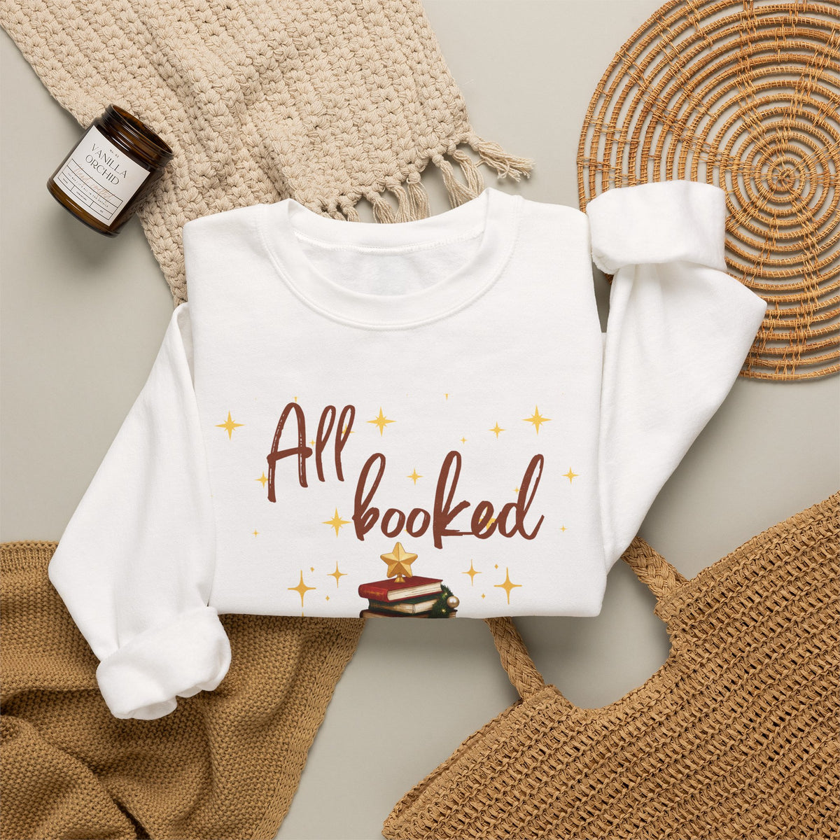 All Booked for Christmas Sweatshirt — Cozy Holiday Booklover Crewneck