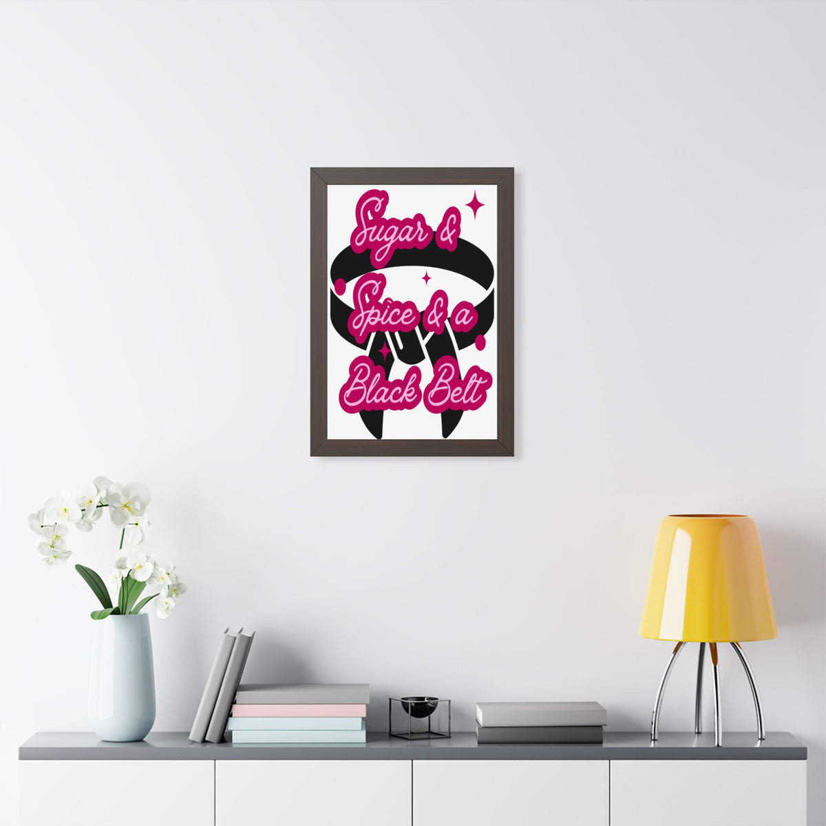 Framed Poster — "Sugar & Spice & a Black Belt" Martial Arts Wall Art
