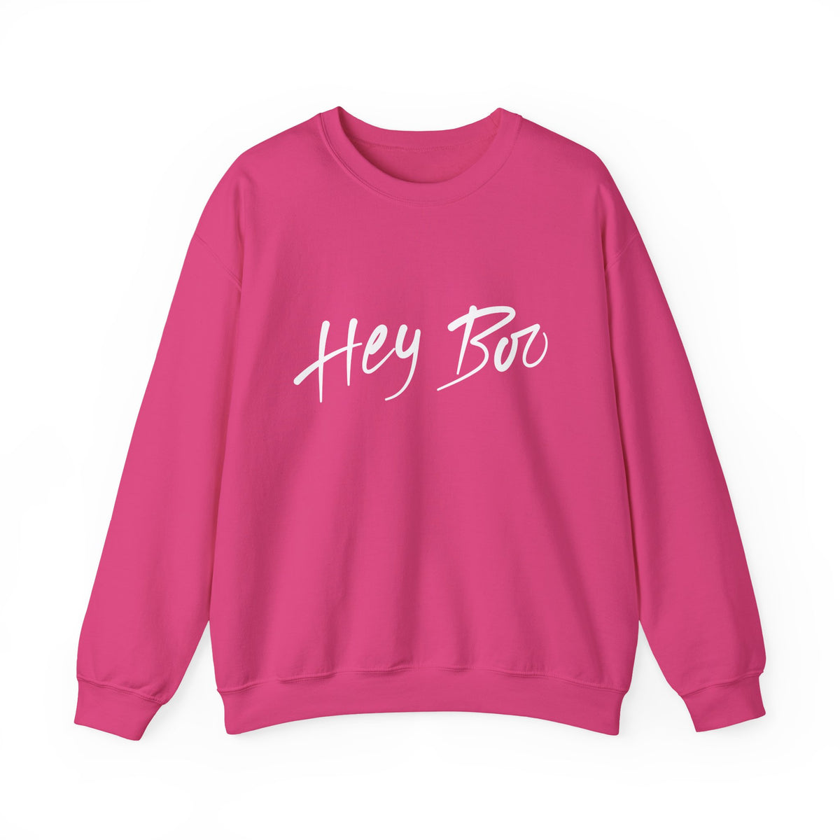 Hey Boo Crewneck Sweatshirt — Casual Script Graphic Pullover