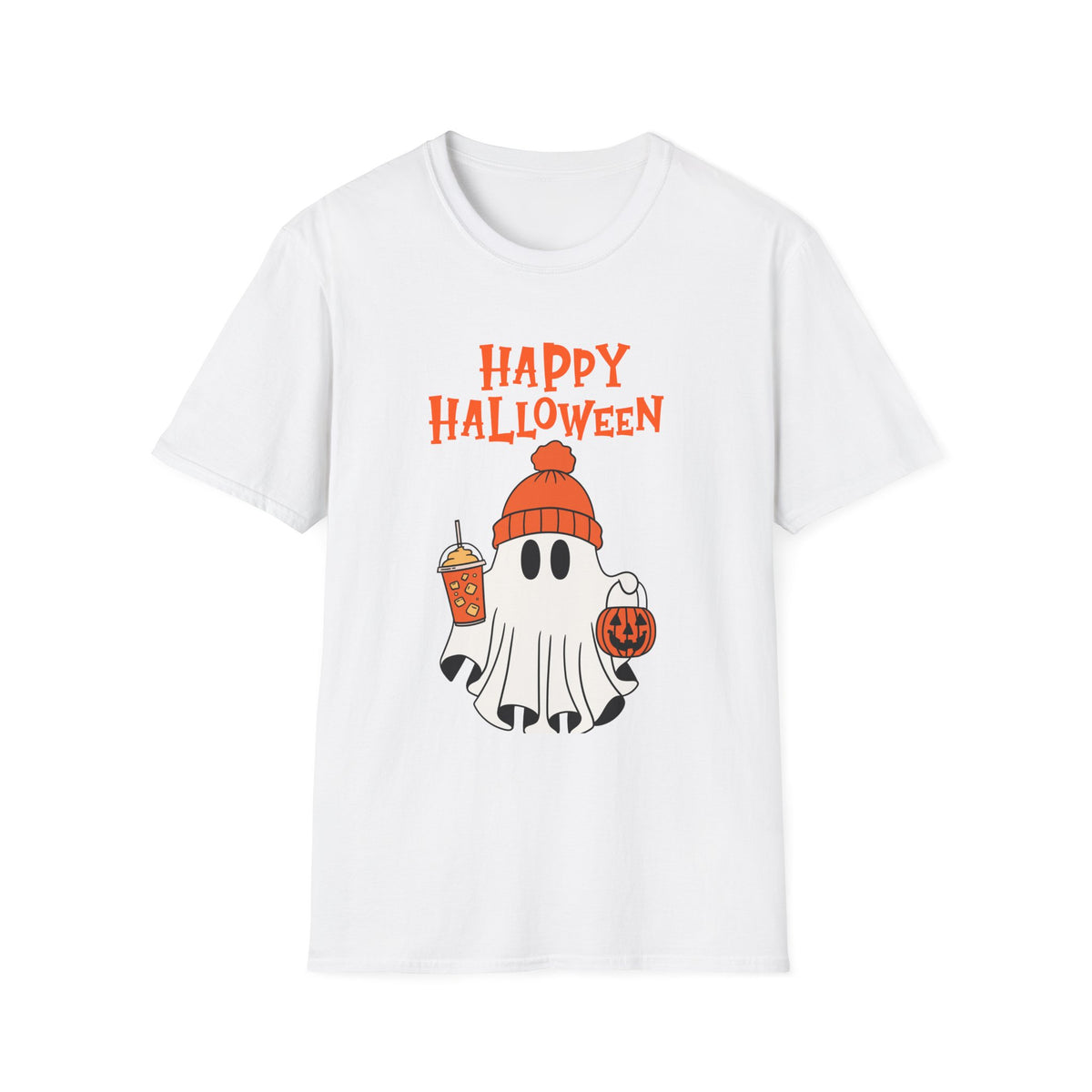 Happy Halloween Ghost T-Shirt — Cute Pumpkin Candy Coffeebean Costume Tee