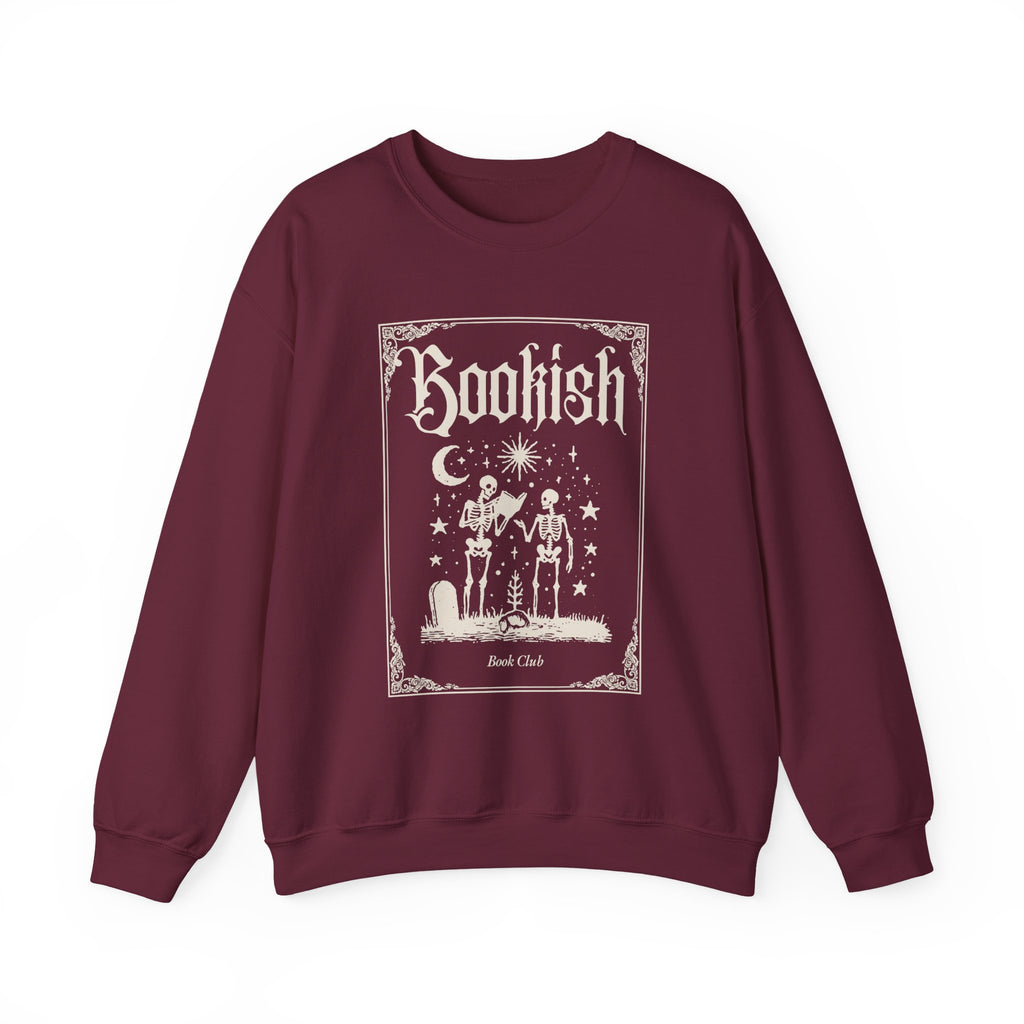 Bookish Bookclub Sweatshirt — Gothic Skeleton Reading Graphic
