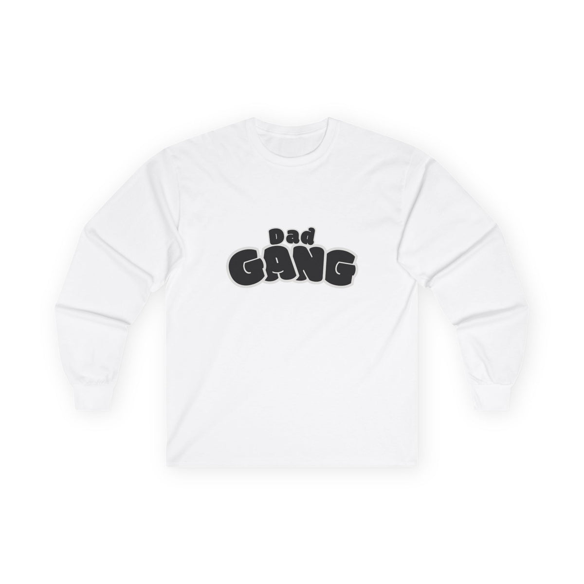 Dad Gang Long Sleeve Tee — Retro Bubble Letter Graphic