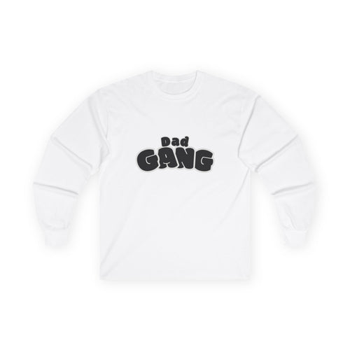 Dad Gang Long Sleeve Tee — Retro Bubble Letter Graphic