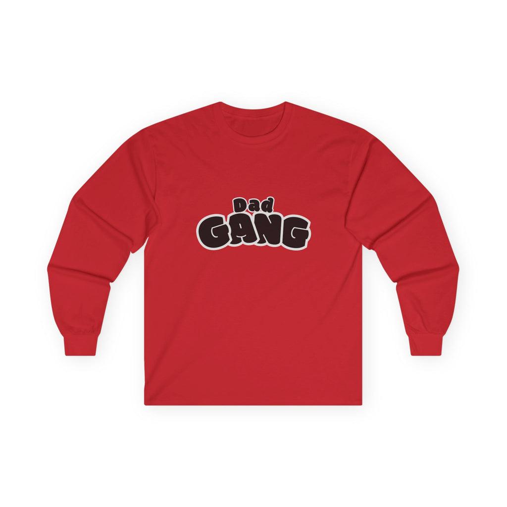 Dad Gang Long Sleeve Tee — Retro Bubble Letter Graphic