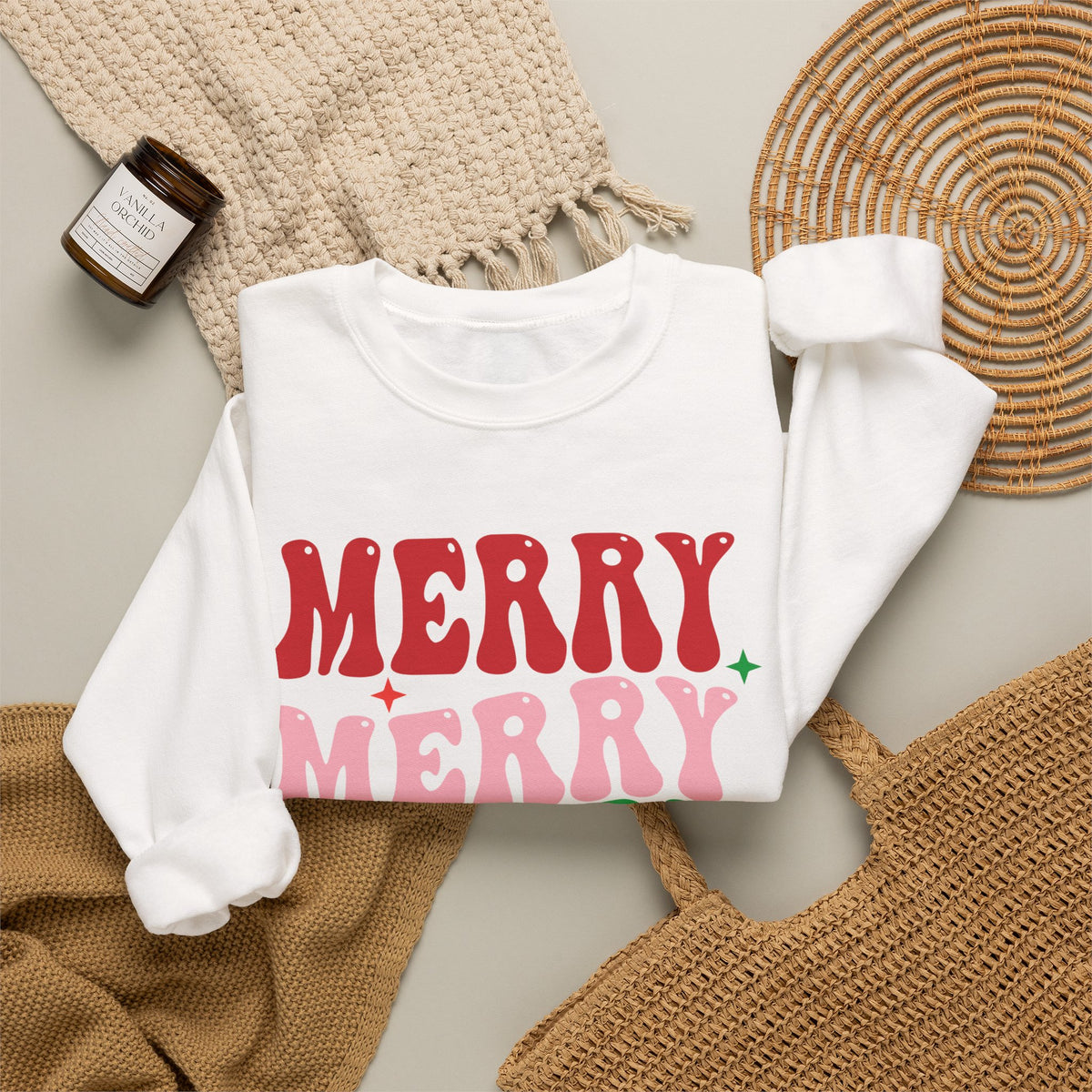 Merry Merry Merry Christmas Crewneck Sweatshirt
