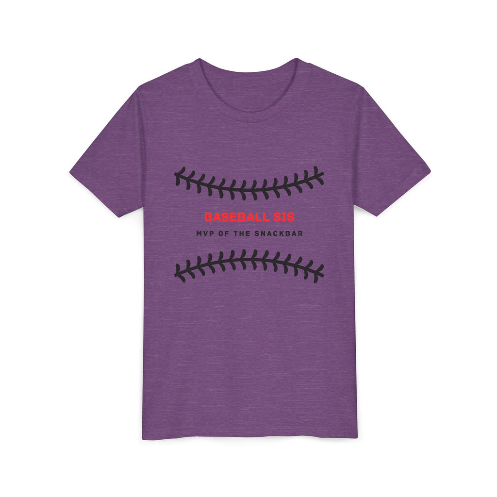 Baseball Sis Youth Tee — 'Baseball Sis: MVP of the Snackbar' Soft Kids’ Sports Shirt