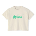 Mama Boxy Tee — Casual Women's Cropped Mom Shirt (Mint Script)