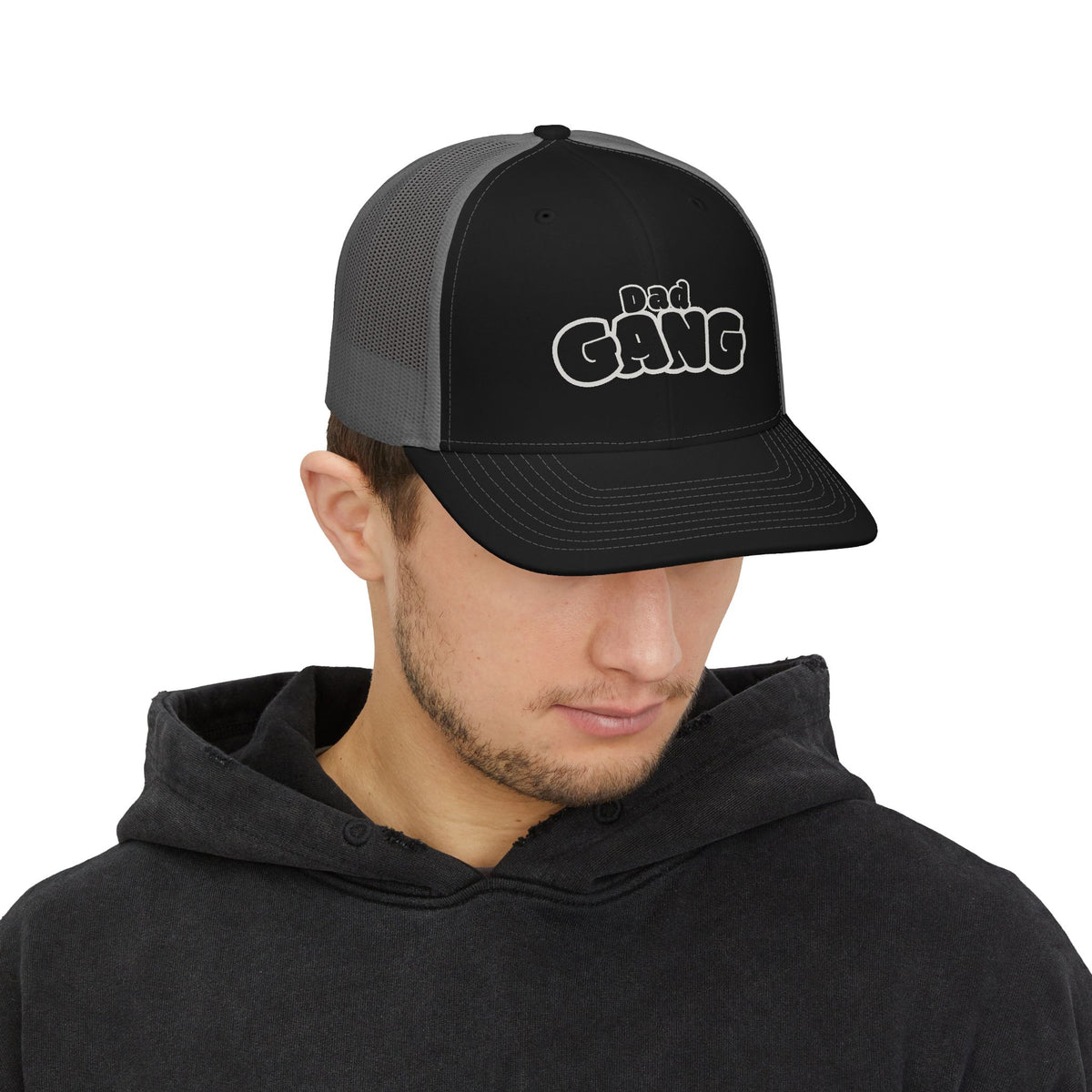Dad Gang Snapback Trucker Hat — Embroidered Retro Dad Cap, Father's Day Gift