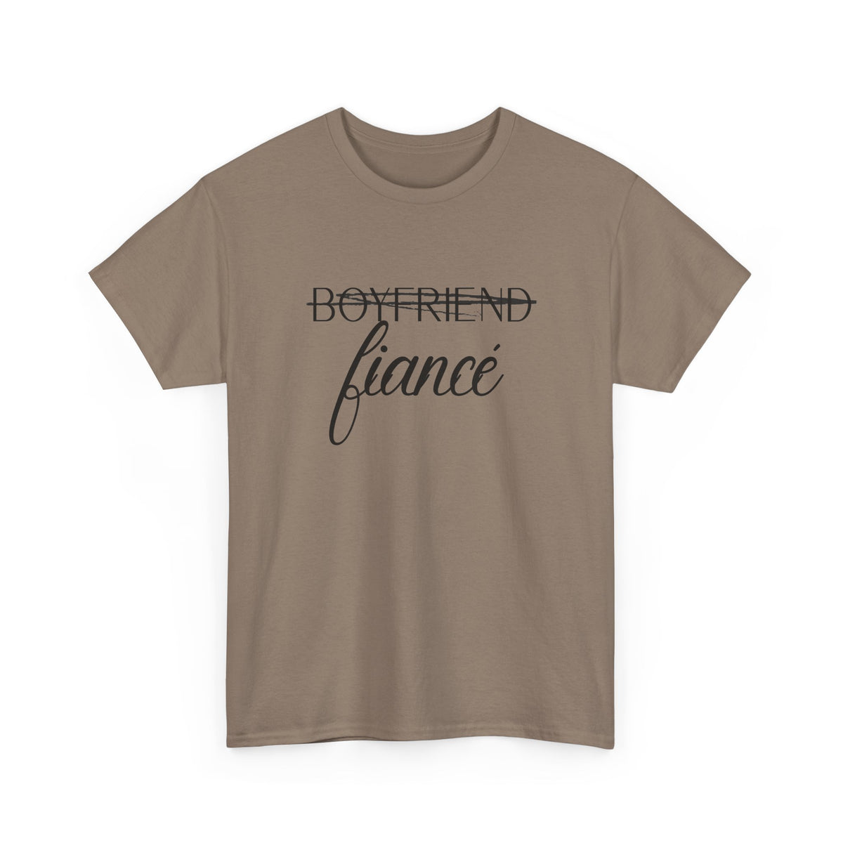 Fiancé Tee — "Boyfriend" Crossed Out Engagement Shirt
