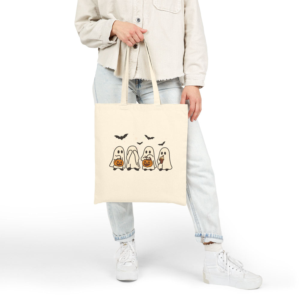Halloween Ghosts Cotton Tote Bag — Cute Trick-or-Treat Pumpkin Ghosts Tote