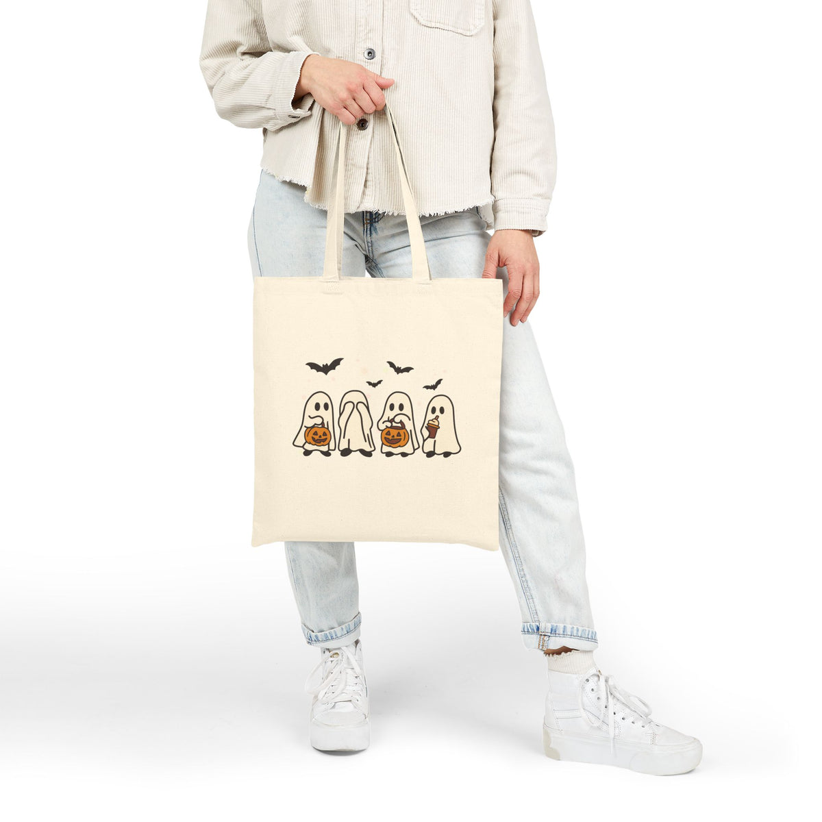 Halloween Ghosts Cotton Tote Bag — Cute Trick-or-Treat Pumpkin Ghosts Tote