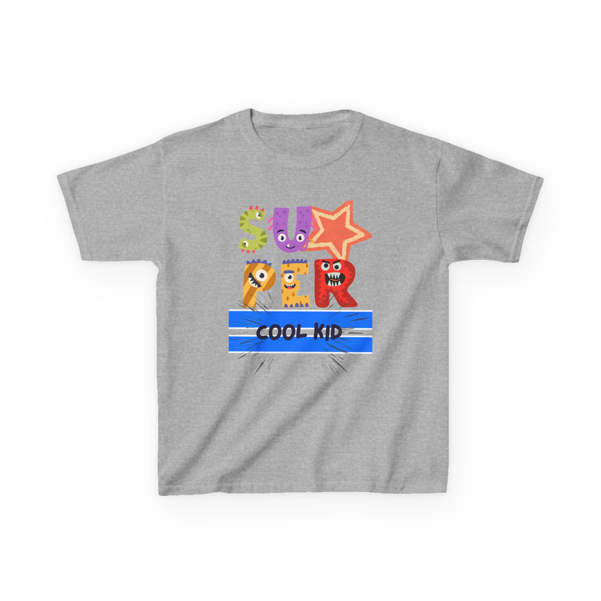 Kids T‑Shirt — 'Super Cool Kid' Colorful Monster Graphic