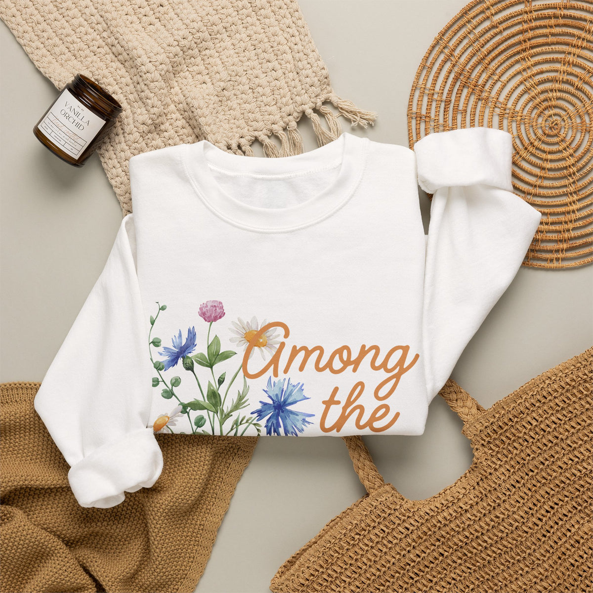Wildflower Crewneck Sweatshirt — "Among the Wild Flowers" Floral Pullover