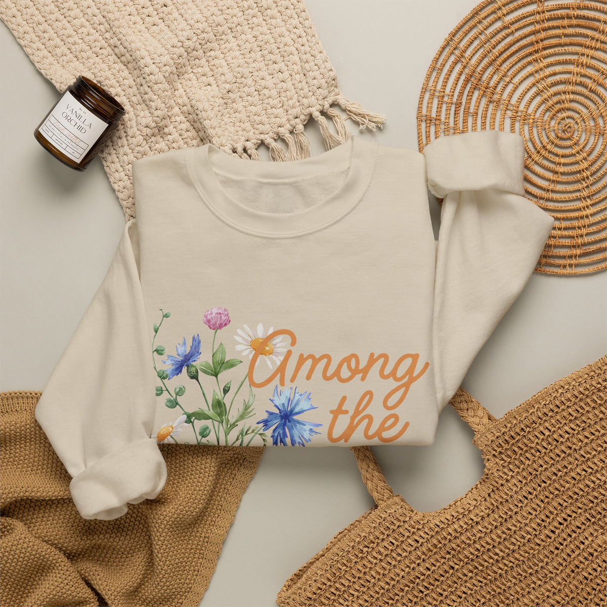Wildflower Crewneck Sweatshirt — "Among the Wild Flowers" Floral Pullover