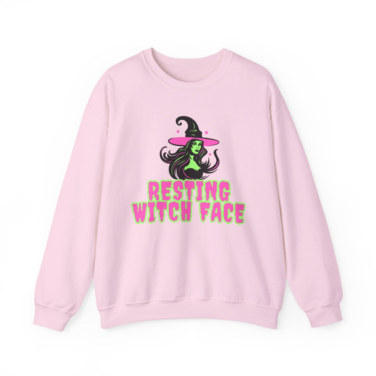 Resting Witch Face Sweatshirt - Neon Green Witch Halloween Crewneck