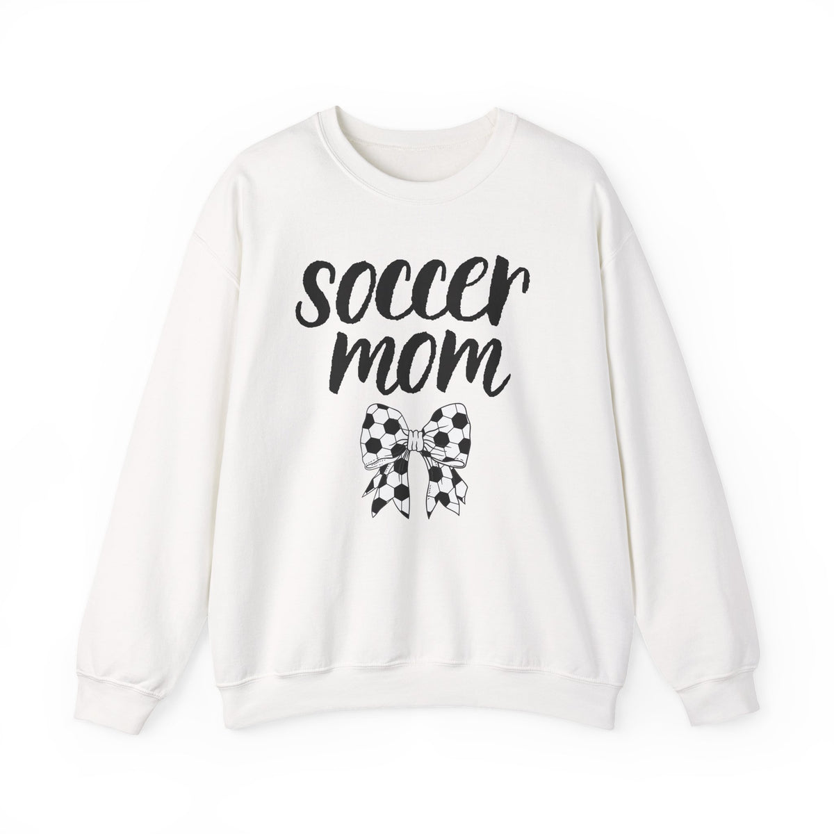 Soccer Mom Crewneck Sweatshirt – Cute Soccer Ball Bow Graphic
