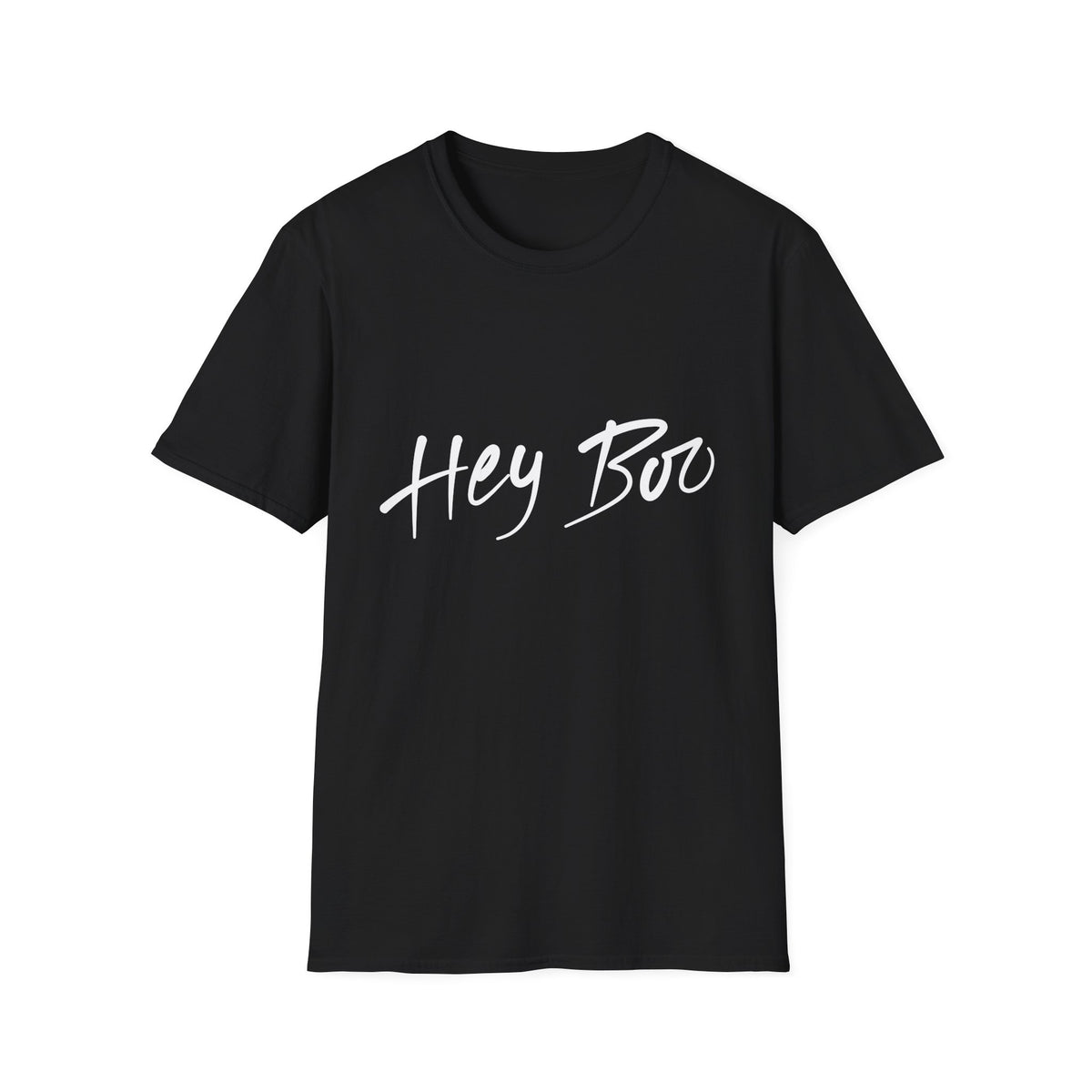 Hey Boo T-Shirt — Casual Script Graphic Tee for Couples & Friends