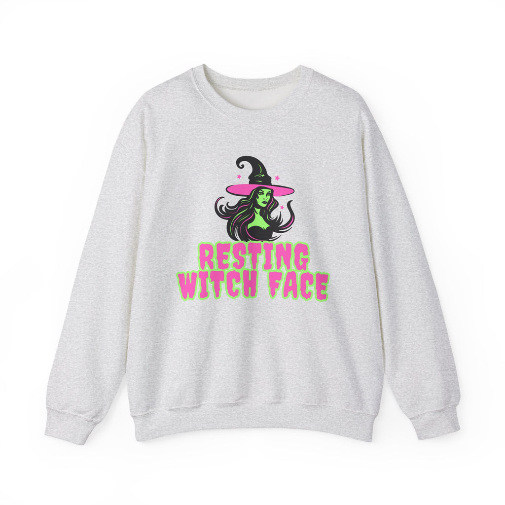 Resting Witch Face Sweatshirt - Neon Green Witch Halloween Crewneck